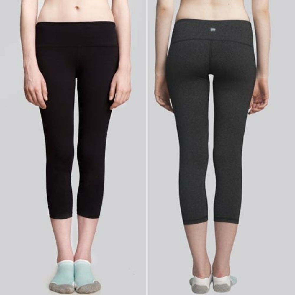 Cory Vines Heathered‎ Black Crop Leggings Medium